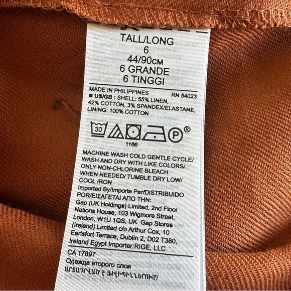 NWT Banana Republic size 6 Tall Linen Blend Button Up Pencil Skirt Rust Brown 6T - Picture 6 of 6